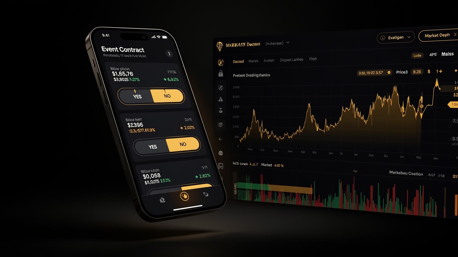 Mobile prediction market app with YES/NO event contracts